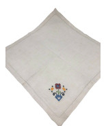 Vtg 1940s Cross Stitch Embroidered Dresser Scarf Table Square Center Flo... - £13.87 GBP