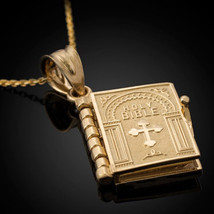 Gold Bible Pendant Necklace Openable Christian Religious Jewelry Men Wom... - $15.83