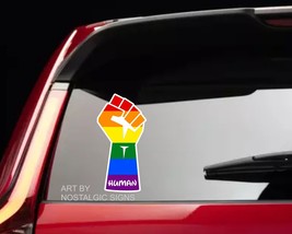 Human Equality Lgbtq+ Fist Gay Lesbian Rainbow Sticker Decal Vinyl Laptop - £3.94 GBP