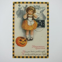 Vintage Halloween Postcard Wolf Clapsaddle Girl Shortwave Radio Jack-O-Lantern - £62.75 GBP