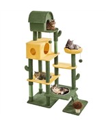 Cactus Cat Tree, 68.5 H Oasis-Themed Cat Tower W/ Condos &amp; Scratching Posts - £161.78 GBP