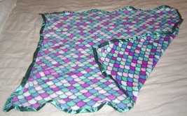 New Sew Lush Fleece Minky Mermaid Tail Baby Blanket Handmade Purple Turq... - $24.99