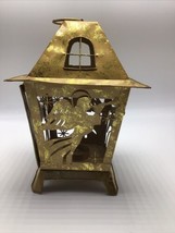 Christmas Lantern Angels Reindeer Tealight Candle Gold Hanging 9&quot; Holiday Decor  - £15.70 GBP