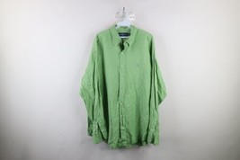 Vtg 90s Ralph Lauren Mens XL Faded Silk Linen Blend Collared Button Down Shirt - £46.63 GBP