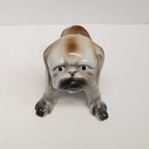 Vintage Pug Dog 6&quot; Ceramic Figurine, Hand Painted, Made In Japan - £23.70 GBP
