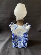 Rare Antique Petite DELFT Oil Lamp Square Base Burner . - £78.45 GBP