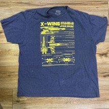 Star Wars X-WING T-65 Starfighter Blueprint Schematic T-Shirt Men&#39;s 2XL Blue - £11.15 GBP