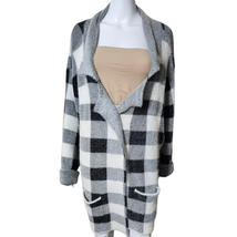 New Ali Miles Womens Black White Plaid Open Front Soft Cardigan Sweater 2X &amp; 3X  - $51.95