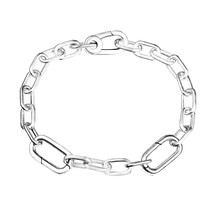 ME Link Chain Bracelet Argent 925 Sterling Silver Charms Bracelets for Women DIY - £45.84 GBP
