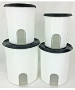 Tupperware One Touch Reminder Set of 4 Canisters Reminder Windows w/Black Seals - $45.80