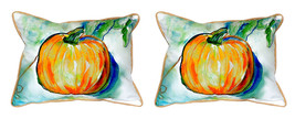 Pair of Betsy Drake Poinsettia Small Outdoor Indoor Pillows 12 Inch X 12 Inch - £54.80 GBP