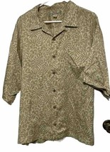 Tommy Bahama green leaf print short sleeve 100% silk shirt mens XL Hawiian - $28.04
