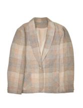 Vintage 70s Blazer Womens 16 L Wool Blend Jacket Spring Loose Gauge Beig... - $33.72