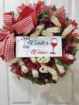 Handmade, Grape Wine Wreath, Deco Mesh, Kitchen Decor, Burgundy, Champaign, - $55.75