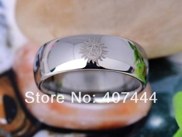 YGK Classic Tungsten Carbide, Silver, Supernatural Logo Themed Dome Ring- Unisex - £33.56 GBP