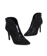 New Women Bling Sequin Ankle Boots Fashion High Heel Zip golden silver W... - £55.97 GBP