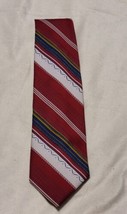 Christian Dior Mens Necktie Striped Red Blue And White Polyester Designer - £15.78 GBP