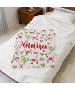 Personalized Llama Nursery Blanket, Custom Velveteen Plush Throw, Cozy H... - $28.95 CAD