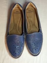 Earth Origins Freya Blue Leather Flats Perforated Loafers Us 9M Euc - £16.98 GBP