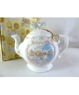 Enesco Precious Moments 1994 Boy and Girl On Sled Teapot Christmas Ornament - $20.15 CAD