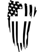 Flag With Cross 10&quot; x 5.5&quot; AMERICAN FLAG TATTERED FLAG DECAL STICKER - $15.06 CAD