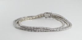 18k White Three Row Round Diamond Tennis Bracelet (4.16 Ct G VS1 Clarity) - £4,725.43 GBP