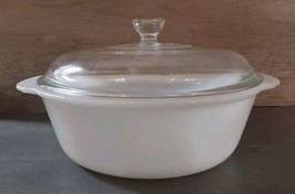 Vintage Fire King Casserole Dish 2 Quart Plain White w Lid Oven Safe - $23.04