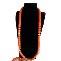 Dudo Men&#39;s Coral Beads Jewelry Set For Groom 33 Inches African Wedding Necklace  - £93.22 GBP