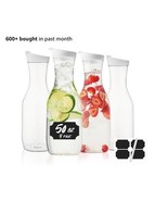 50 Oz 4 Pack Plastic Carafe With Lid Large Capacity Base Clear Pitcher - $653.60 MXN