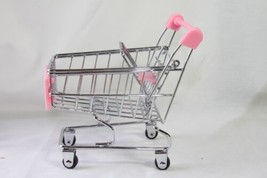 Toy (New) Mini Shopping Cart Storage - 4.5&quot;T X 4.25&quot; L X 3.25&quot; W - Silver &amp; Pink - £10.35 GBP