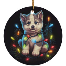 Cute Husky Puppy Dog Christmas 2024 Ornament Ceramic Merry Xmas Gift Tre... - £12.10 GBP