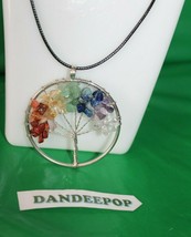 Tree Of Life Gemstone On Silver Metal Wire Necklace Pendant Jewelry - £23.29 GBP