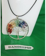 Tree Of Life Gemstone On Silver Metal Wire Necklace Pendant Jewelry - £23.34 GBP
