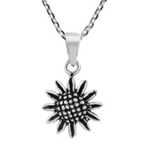 Beautifully Detailed Spring Sunflower Sterling Silver Pendant Necklace - £13.52 GBP
