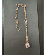 585 14K RG Stamped Amethyst Purple Crystal Square Pendant 19” Necklace C... - $911.17 MXN