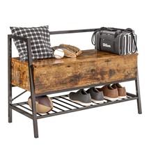 Storage Bench, Industrial Shoe Rack Bench With Storage Box, Holds Up To 240 Lb S - £120.69 GBP