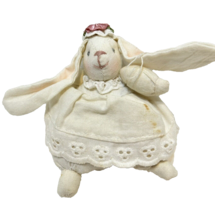 Vintage Handmade Mini Plush Easter Bunny Ornament Stuffed Animal 4&quot; - £8.37 GBP