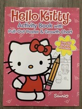 2007 Hello Kitty Coloring &amp; Activity Book Colouring + Poster &amp; Growth Chart NEW - £11.55 GBP