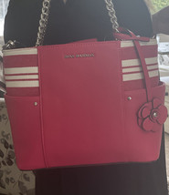 Dana Buchman Pink STRIPE-STYLE Classic Julia Shoulder Bag Bright!!! Nwt $79 - £31.88 GBP