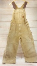 Carhartt Men Overalls Double Knee Work Pants Tan Beige Cotton Size 36x30 VTG - £136.16 GBP