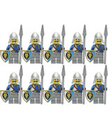 Medieval Kingdom Castle Blue Lion Knights Spear Army 10 Minifigures Set B - $17.89