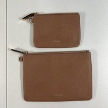 Calvin Klein Saffiano Pouch Lot Of 2 Pink Wristlet Wallet Zipper Logo Wo... - £18.60 GBP