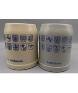 Lufthansa Beer Steins 2 City Crest Munich Berlin Stuttgart Frankfurt Ham... - £12.43 GBP