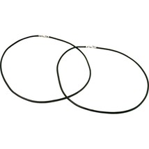 2 Black Leather Cord Necklaces 16&quot; Sterling Silver Clasps - £9.15 GBP
