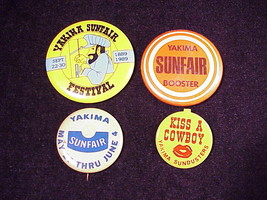 Lot of 3 Yakima Sunfair Pinback Buttons and one Sundusters tab, from Was... - £5.54 GBP