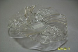 Holiday Flare Home Beautiful  Bon Bon Candy Dish 9&quot; Clear Satin/Frosted ... - £10.15 GBP