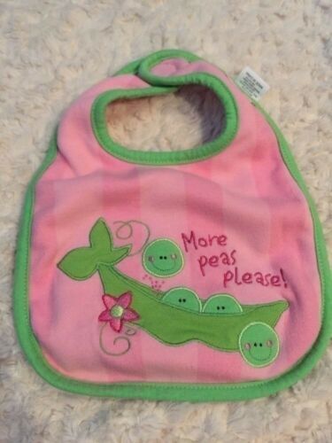 Stephen Joseph Girls Pink Green Peas Flowers Cloth Cotton Baby Bib - $3.43