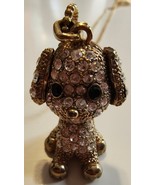 Enamel Puppy Dog  Pendant Necklace gold tone Crystal Rhinestone Gems - €25,57 EUR