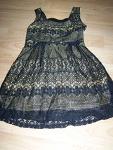 Juniors Size Medium Rebellion Black Lace Tan Sundress Dress Short Mini EUC - £14.39 GBP