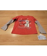 Size 4T Disney Frozen Olaf Chillin&#39; for the Holidays Red L/S Shirt Top New - $14.00